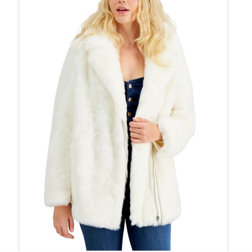 Guess Rory Faux Fur Coat Luxury Designer Jacket Warm Winter Coat #630
